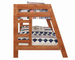 Wrangle Hill Amber Wash Wood Twin/Full Bunk Bed with Storage