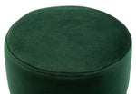 Yamma Forest Green Soft Velvet Ottoman with Gold Band