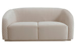 Yara Pleated Beige Velvet Loveseat