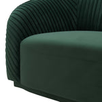 Yara Pleated Forest Green Velvet 2-Seat Sofa (Oversized)