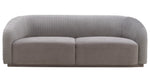 Yara Pleated Grey Velvet 2-Seat Sofa (Oversized)