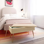 Ziva Cream Velvet Storage Bench