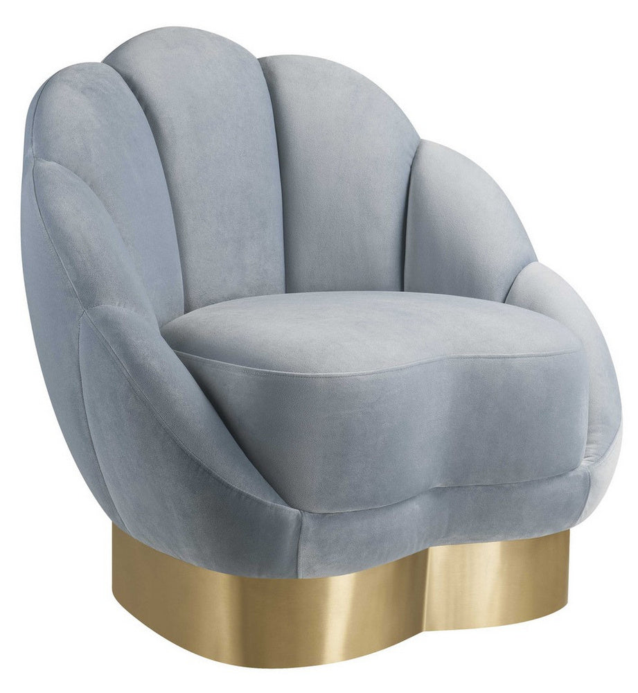 Bloom Sea Blue Velvet Channel Tufted Chair