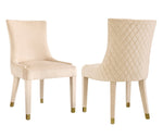 Diamond 2 Cream Velvet Upholstered Side Chairs