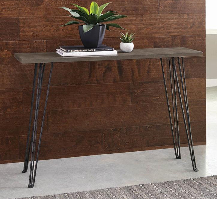 Aliyah Concrete Composite/Black Metal Console Table