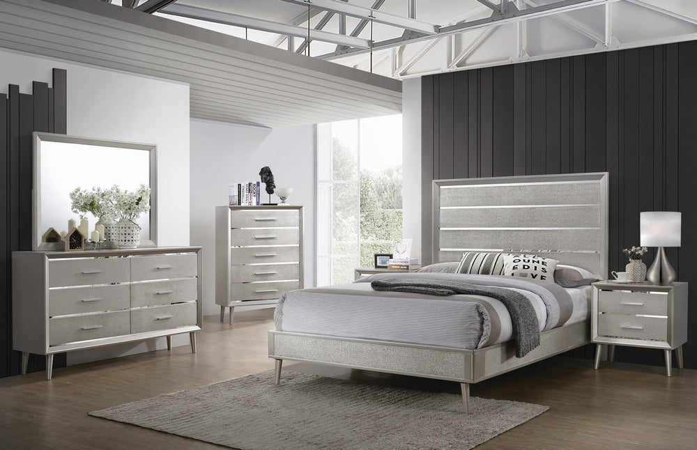 Ramon 5-Pc Metallic Sterling Wood King Bedroom Set