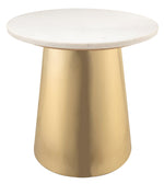 Bleeker White Marble/Gold Iron Round Side Table