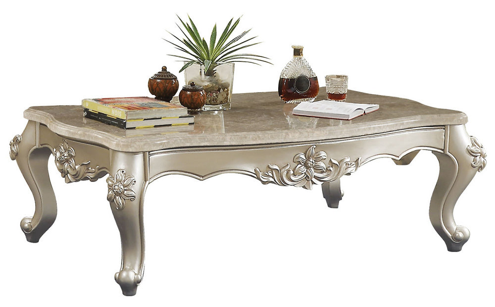 Bently Marble/Champagne Finish Wood Coffee Table