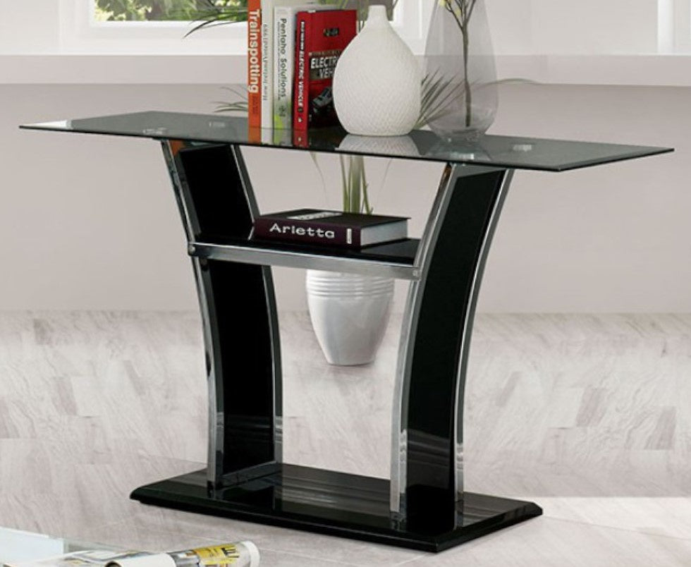 Staten Glossy Black Wood Console Table