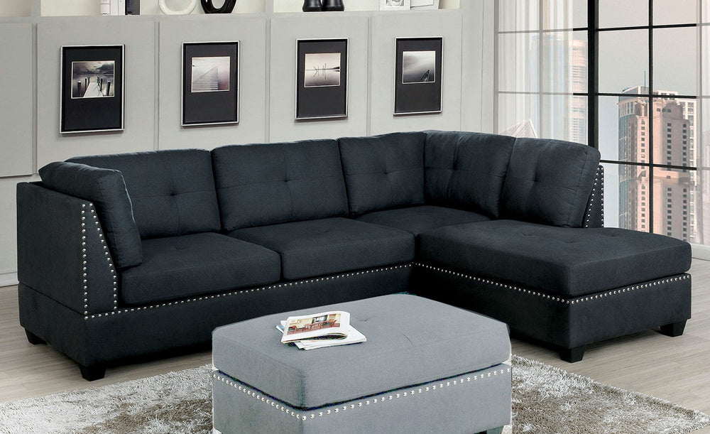 Lita 2-Pc Gray Linen-Like Fabric RAF Sectional