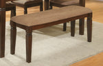 Devlin Brown Wood Dining Bench with Fabric Upholstery