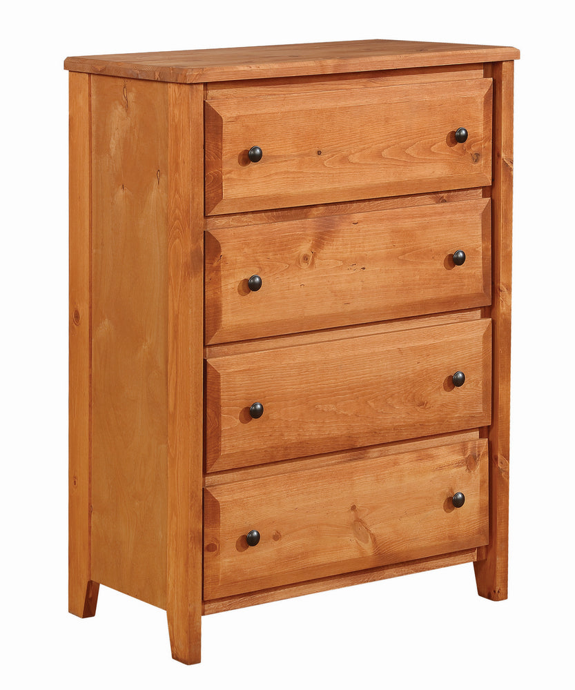 Wrangle Hill Amber Wash Wood 4-Drawer Chest