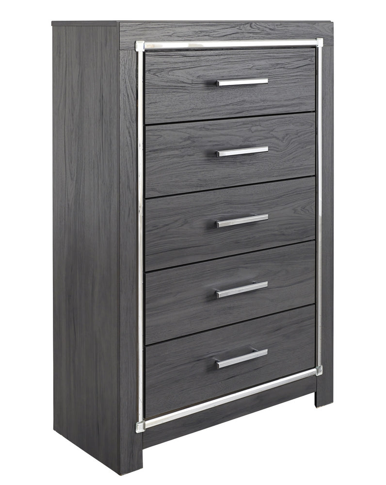 Lodanna Gray Wood 5-Drawer Chest