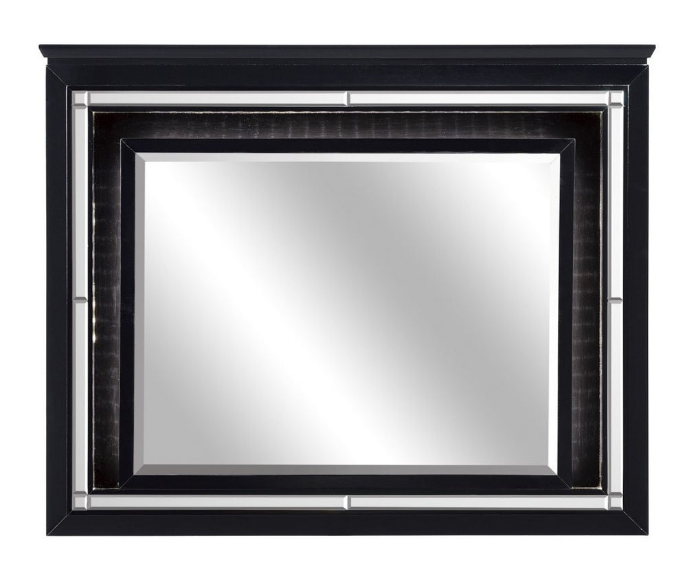 Allura Black Wood Dresser Mirror with LED Lighting