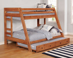 Wrangle Hill Amber Wash Wood Twin/Full Bunk Bed with Trundle