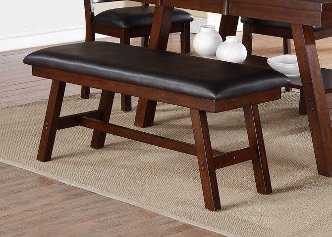 Giosetta Dark Walnut Faux Leather/Wood Dining Bench