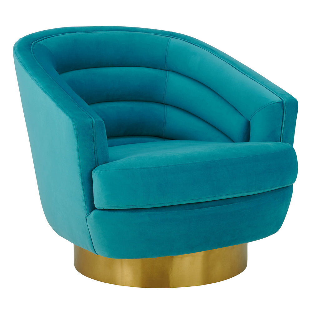 Canyon Blue Velvet Swivel Accent Chair