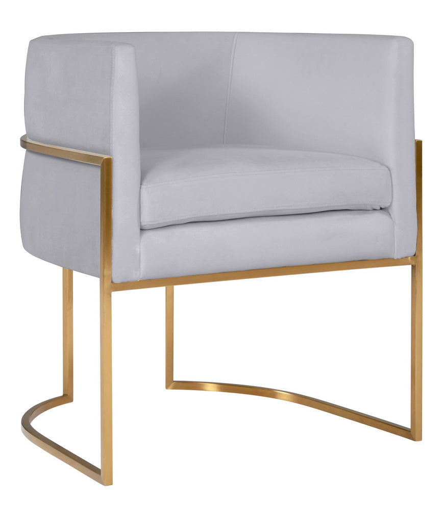 Giselle Grey Velvet/Gold Metal Arm Chair