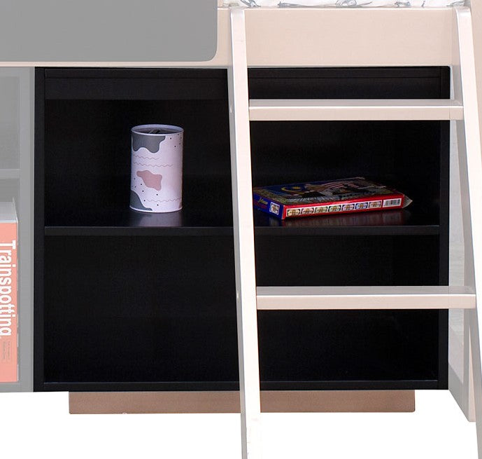 Prescott Black Wood Bookshelf with 2 Compartments