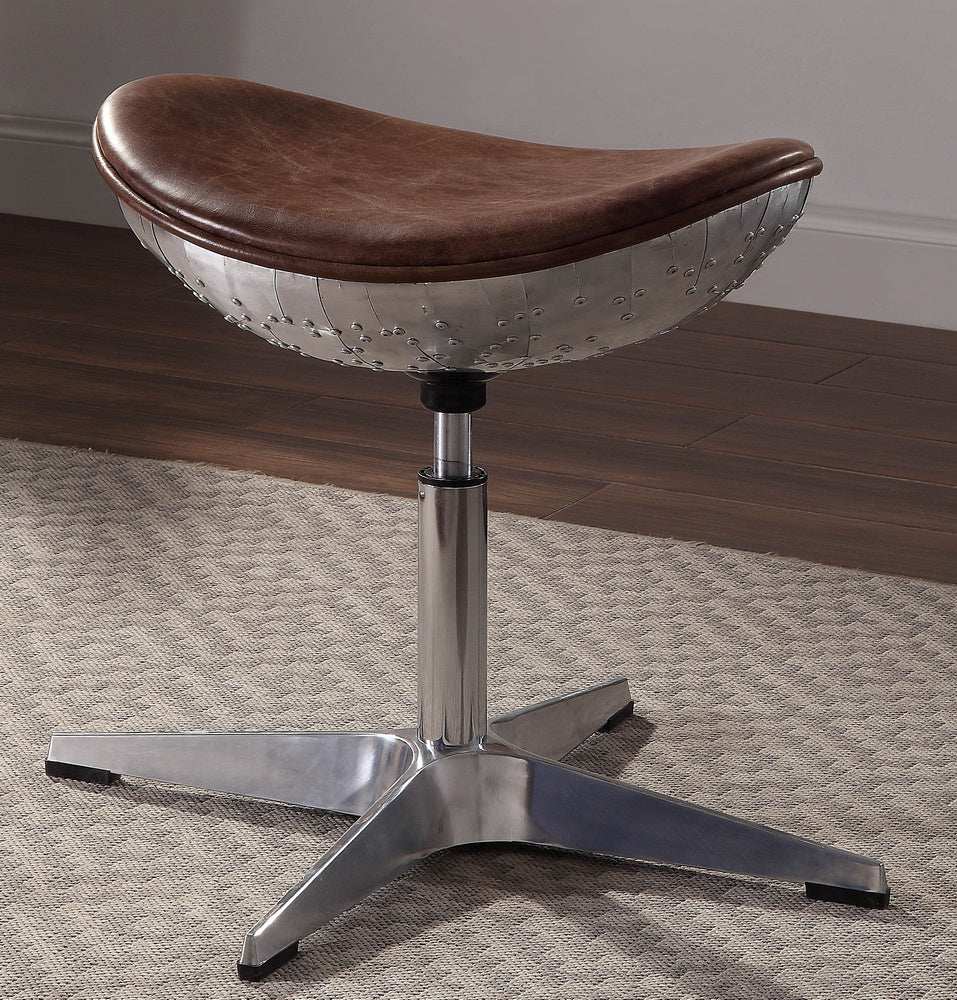 Brancaster Retro Brown Top Grain Leather/Aluminum Stool