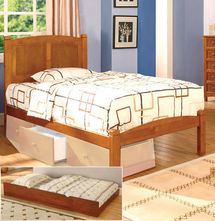 Cara Oak Wood Full Bed with Trundle