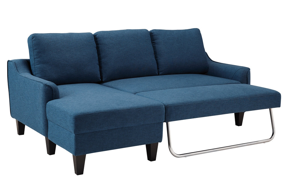 Jarreau Blue Fabric LAF Sectional Sofa Sleeper