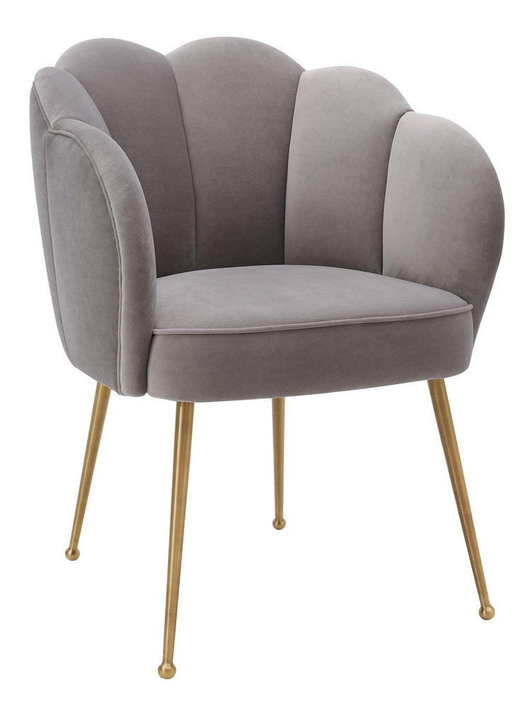 Peony Grey Plush Velvet/Metal Arm Chair