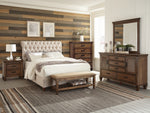 Devon 5-Pc Beige/Burnished Oak King Bedroom Set (Oversized)