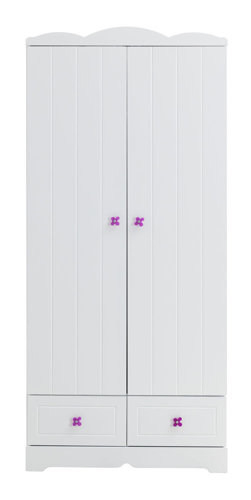 Meyer White Wood 2-Drawer Wardrobe