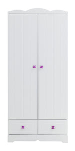 Meyer White Wood 2-Drawer Wardrobe