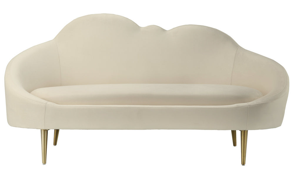 Cloud Cream Luxe Velvet Curved Silhouette Settee