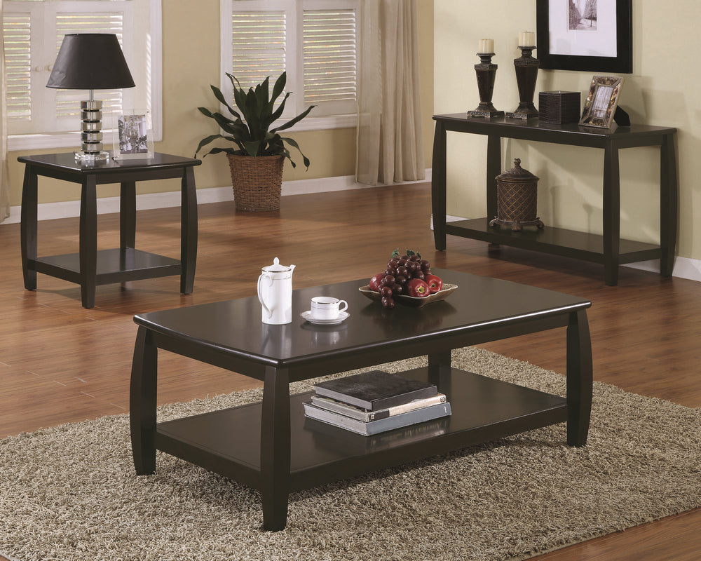 Dixon 3-Pc Cappuccino Wood Coffee Table Set