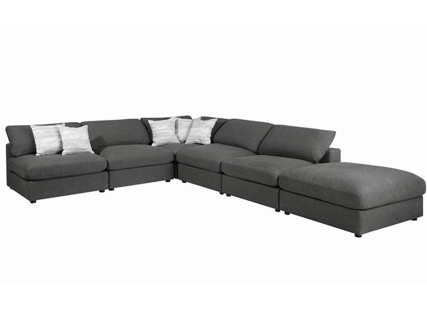 Serene 6-Pc Charcoal Linen Blend Modular Sectional Sofa