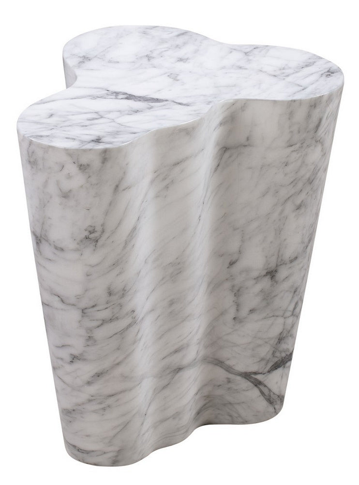 Slab White Marble Finish Concrete Tall Side Table