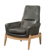 Dolphin Black Top Grain Leather Accent Chair