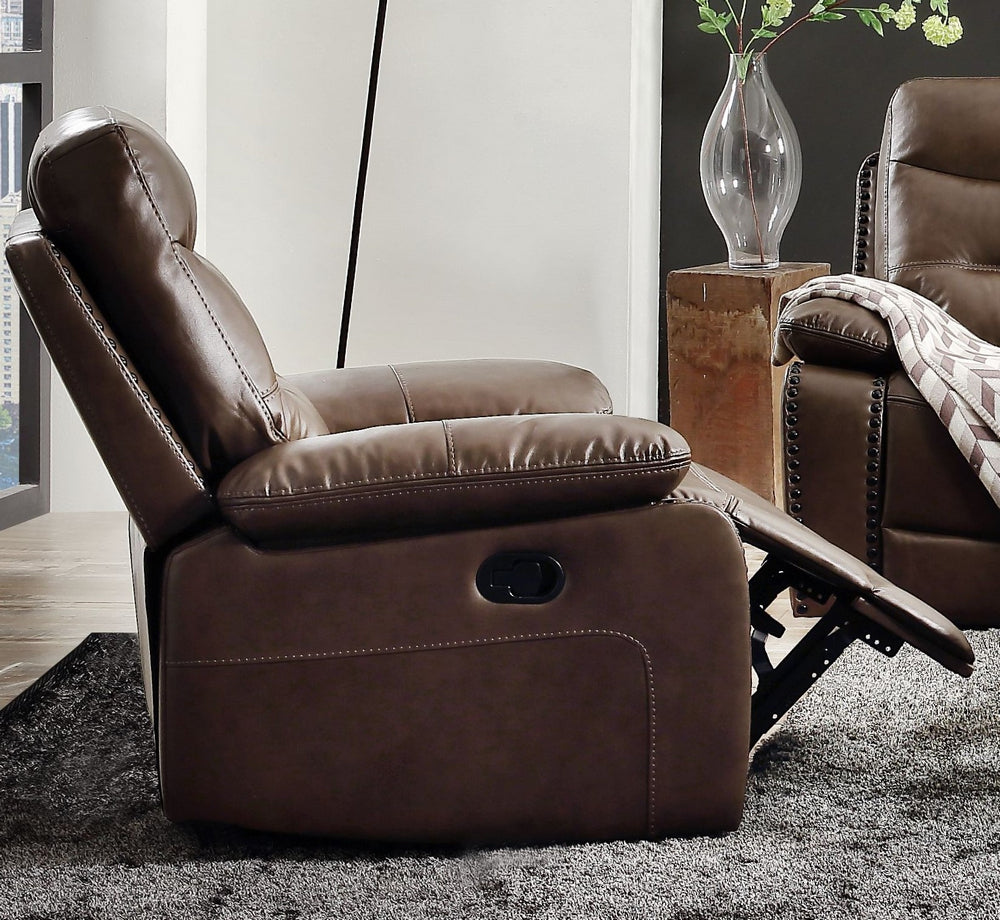 Aashi Brown Leather-Gel Match Manual Recliner