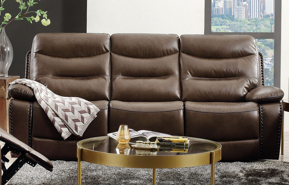 Aashi Brown Leather-Gel Match Manual Recliner Sofa