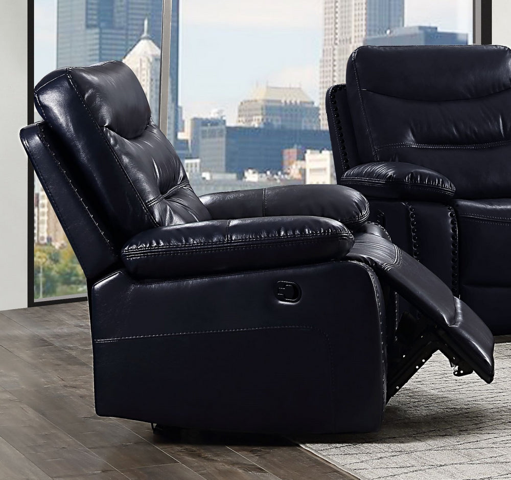 Aashi Navy Leather-Gel Match Manual Recliner