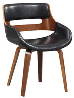 Adelia Black Faux Leather/Wood Arm Chair