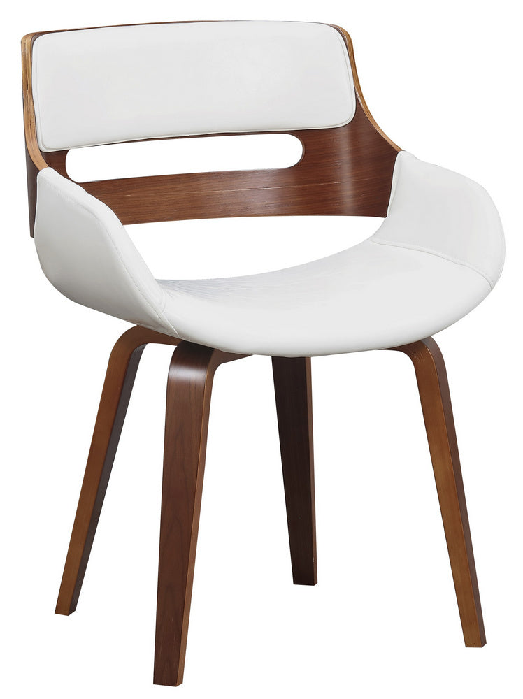 Adelia White Faux Leather/Wood Arm Chair