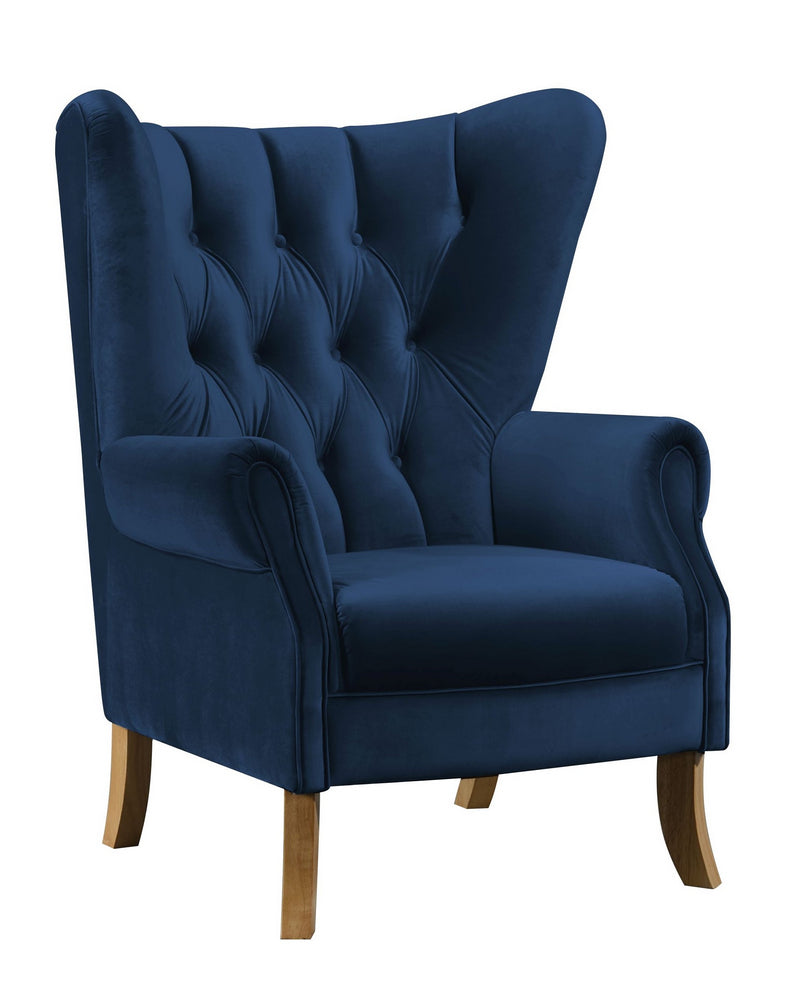 Adonis Navy Blue Velvet Button Tufted Accent Chair