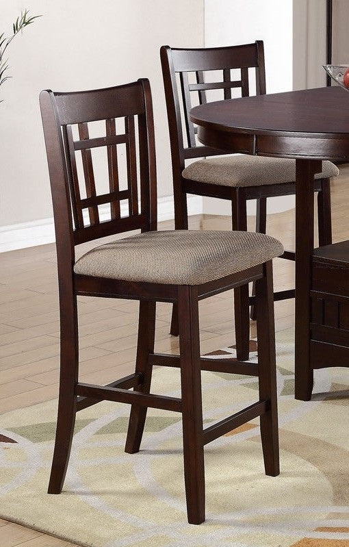 Agostina 2 Beige Fabric/Brown Wood Counter Height Chairs