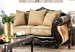 Aislynn Gold/Espresso Chenille Fabric Loveseat