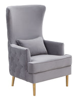 Alina Grey Velvet Tall Back Accent Chair