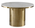 Alisin White Marble/Brushed Gold Metal Dining Table