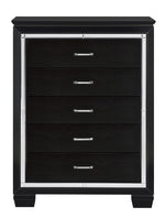 Allura Black Wood 5-Drawer Chest w/Alligator Embossing