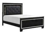 Allura Black Wood Full Bed with LED Lighting