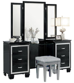 Allura Black Wood Vanity Table with Mirror