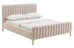 Angela Contemporary Blush Velvet Queen Platform Bed