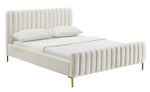 Angela Contemporary Cream Velvet King Platform Bed